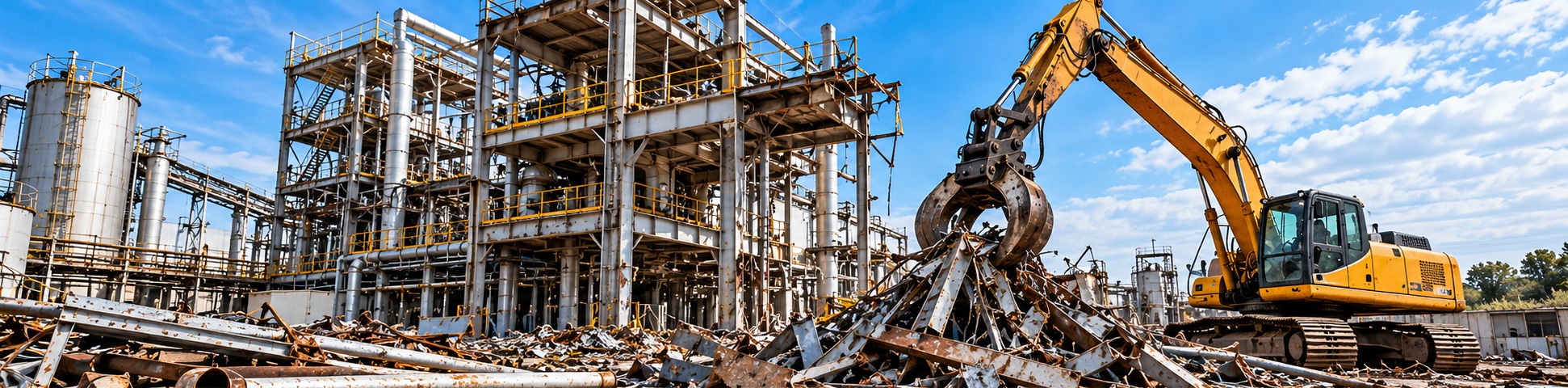 Desmontaje de planta industrial y recuperación de estructuras metálicas